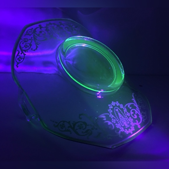 Vintage Handcrafted Teal Glass Bonbon Server - Picture 11 of 12